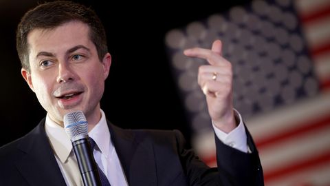 Pete Buttigieg spricht bei einem Wahlkampfauftritt in New Hampshire.
