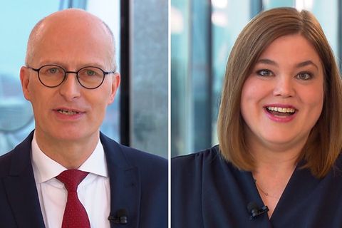 Spitzenkandidaten zur Bürgerschaftswahl: TV-Duell: Hier streiten Tschentscher und Fegebank über Hamburgs Zukunft