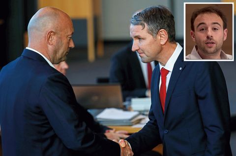 Händedruck Kemmerich Höcke im Thüringer Landtag plus Portrait von Yascha Mounk