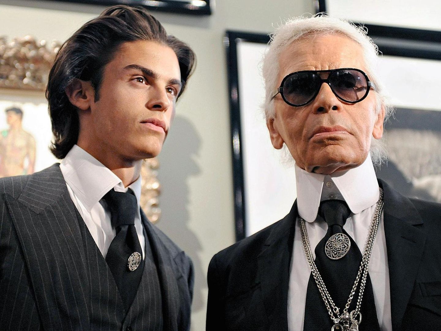 Baptiste Giabiconi und Karl Lagerfeld