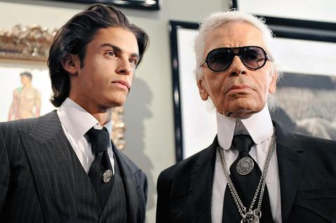 Baptiste Giabiconi und Karl Lagerfeld
