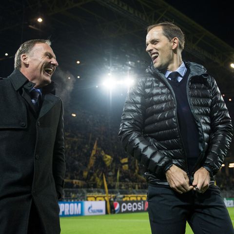 Haben selten so herzhaft zusammen gelacht: BVB-Geschäftsführer Hans-Joachim Watzke und sein damaliger Trainer Thomas Tuchel im November 2016