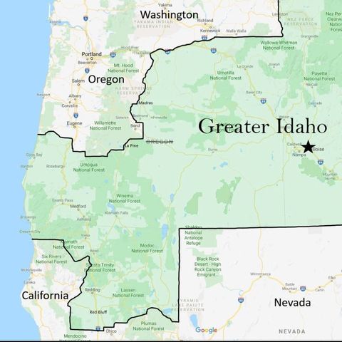 Diese von der Bewegung "Greater Idaho" erstellte Karte zeigt die vorgeschlagene Grenzanpassung.