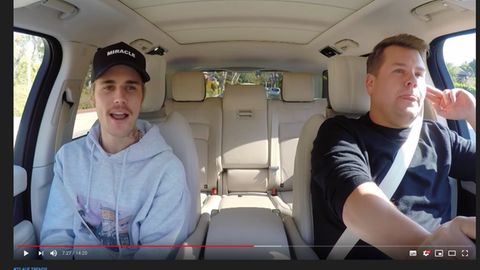 Justin Bieber bei "Carpool Karaoke" mit James Corden