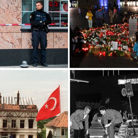 Tatort in Hanau, Trauer und Gedenken in Halle/Saale, Haus nach Brandanschlag in Solingen, Tatort des Oktoberfestattentats