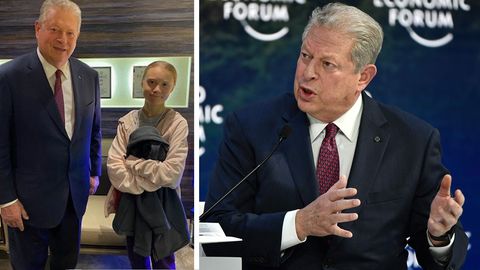 Klimaaktivisten unter sich: Al Gore trifft sich beim Weltwirtschaftsforum in Davos mit Greta Thunberg.