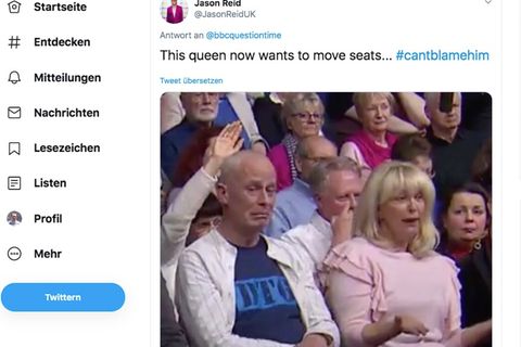 BBC-Show "Question Time": Frau äußert sich in TV-Sendung rassistisch – das Gesicht ihres Sitznachbarn spricht Bände