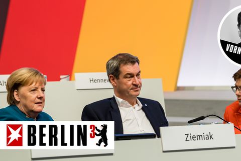 Bundeskanzlerin Angela Merkel (CDU), CSU-Parteichef Markus Söder und CDU-Parteichefin Annegret Kramp-Karrenbauer