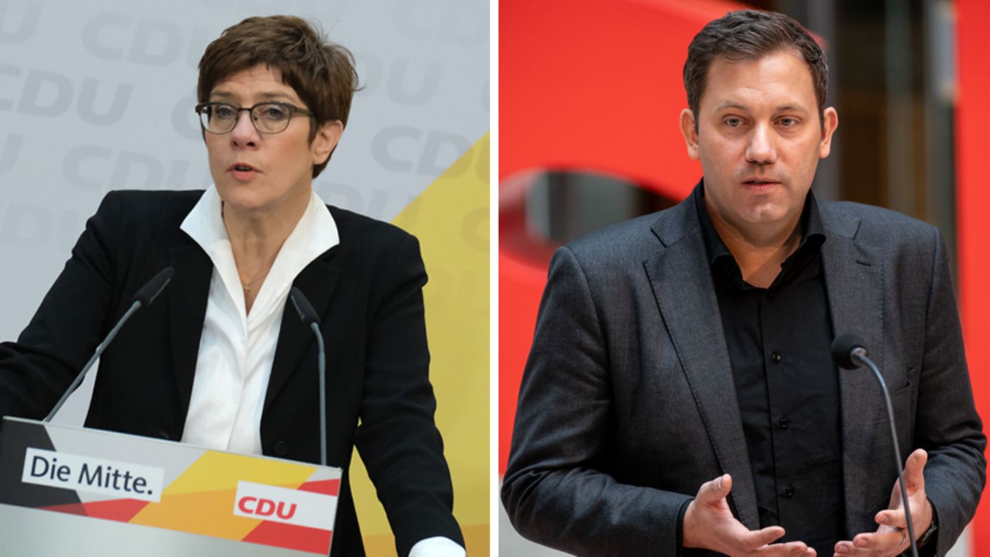 Annegret Kramp-Karrenbauer (l.), CDU-Parteichefin, und Lars Klingbeil, SPD-Generalsekretär
