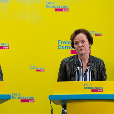 FDP-Parteichef Christian Lindner und Anna von Treuenfels-Frowein (FDP), Spitzenkandidatin zur Bürgerschaftswahl in Hamburg