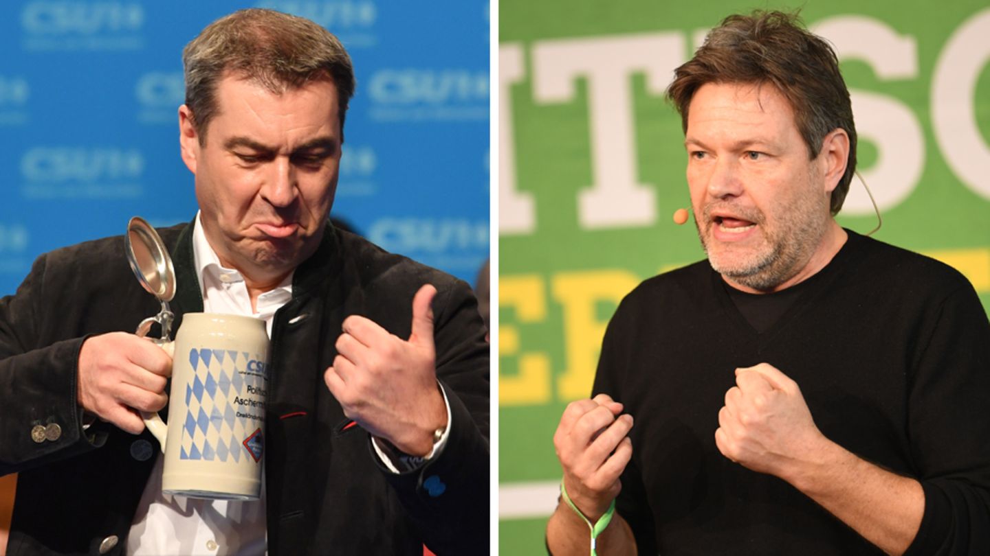 Markus Söder, CSU-Parteichef, und Robert Habeck, Co-Vorsitzender von Bündnis 90/Die Grünen