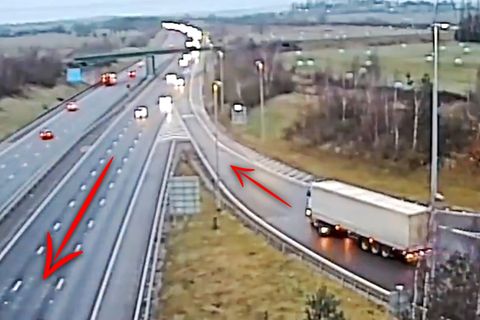 Ein LKW-Fahrer fährt in den Gegenverkehr.