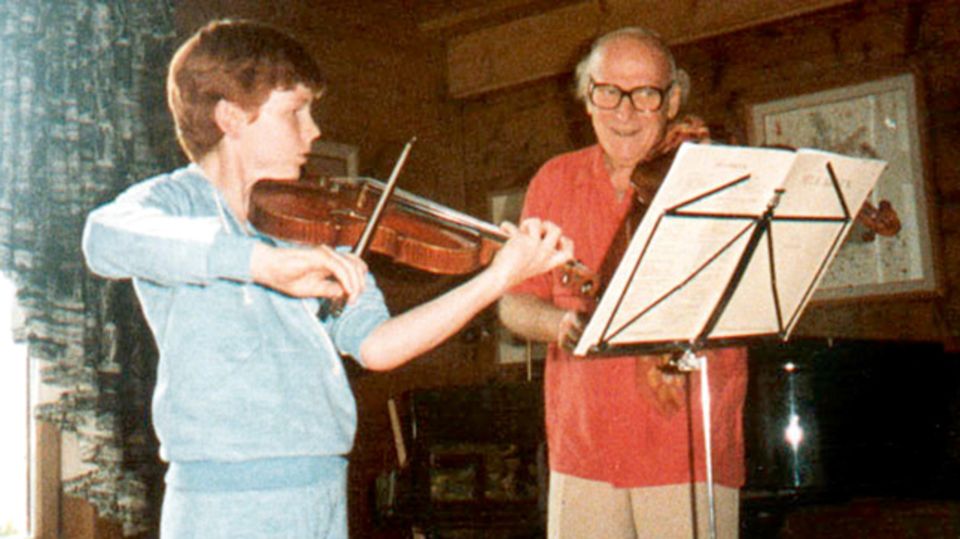 Daniel Hope 1983 mit seinem musikalischen Lehrer und Mentor Yehudi Menuhin