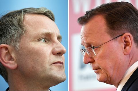 Björn Höcke (l.), AfD-Landeschef in Thüringen, und Bodo Ramelow (Die Linke), früherer Ministerpräsident des Freistaats