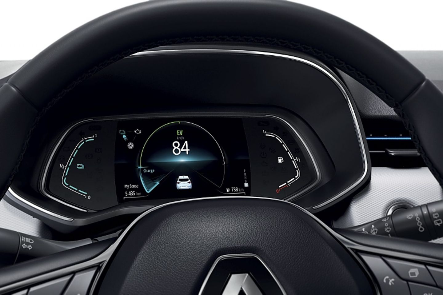 Im Renault Clio E-Tech hat das Cockpit ein zentrales digitales Instrument
