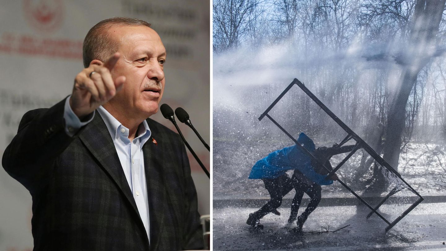 Präsident Erdogan und Flüchtlinge an der Grenze