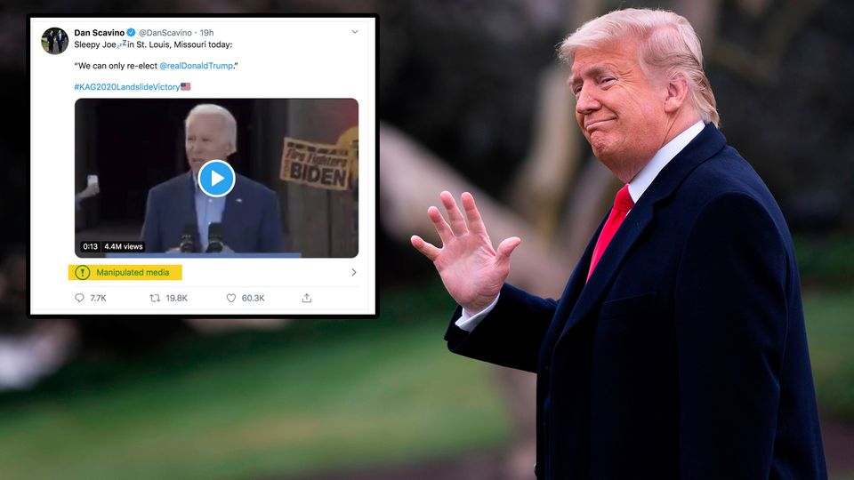 Donald Trumps Social-Media-Chef teilt irreführendes Video von Joe Biden auf Twitter. Donald Trumps Social-Media-Chef teilt irreführendes Video von Joe Biden auf Twitter.