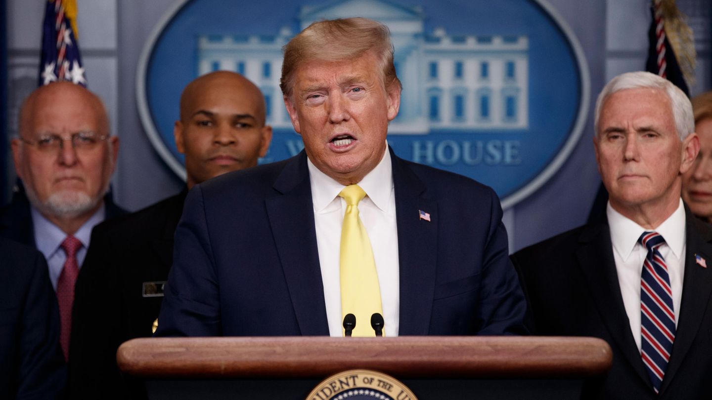 US-Präsident Donald Trump spricht auf einer Pressekonferenz des Weißen Haus