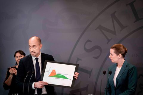 Dänemarks Gesundheitsminister Magnus Heunicke (l.) und Regierungschefin Mette Frederiksen (r.)