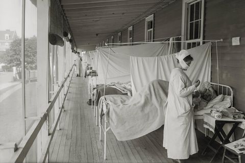 Ein Krankenlager zu Zeit der Spanischen Grippe