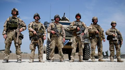 Soldaten der Bundeswehr im Feldlager in Kundus (Afghanistan)