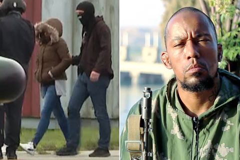 Omaima A, (l.) die Witwe des deutschen IS-Terroristen Denis Cuspert (r.) bei ihrer Festnahme im September 2019