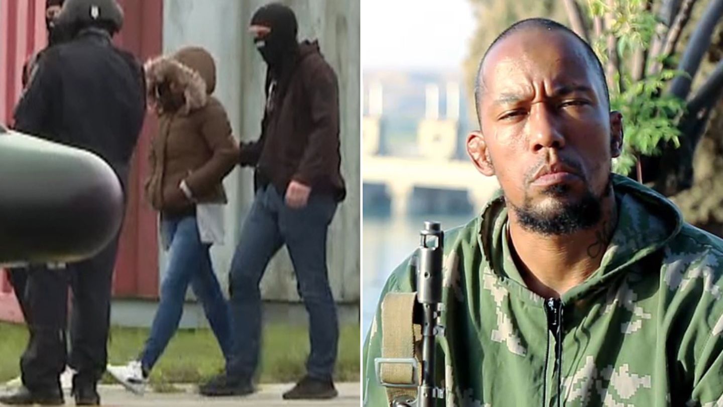 Omaima A, (l.) die Witwe des deutschen IS-Terroristen Denis Cuspert (r.) bei ihrer Festnahme im September 2019
