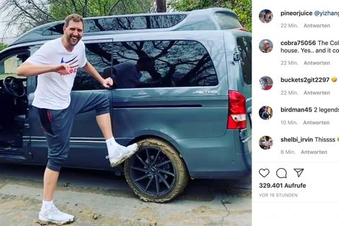 Dirk Nowitzki bleibt im Schlamm stecken – und bekommt prominente Hilfe