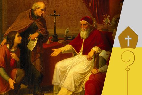 Donato Bramanti stellt Papst Julius II. Raffael vor