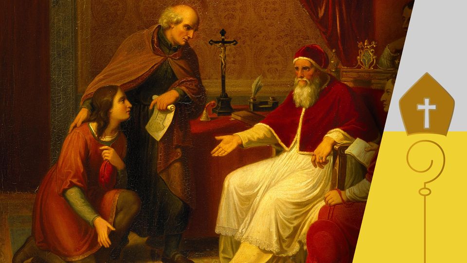 Donato Bramanti stellt Papst Julius II. Raffael vor