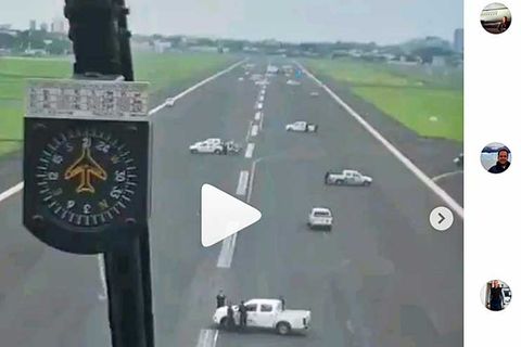 Die blockierte Piste vom Flughafen Guayaquil in Ecuador