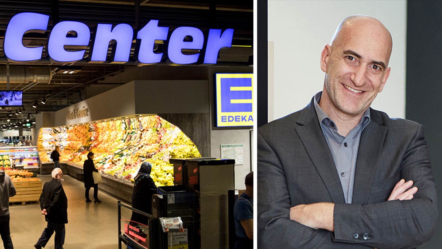 Ein Zusammenschnitt aus einer Edeka-Filiale und Dieter Hieber
