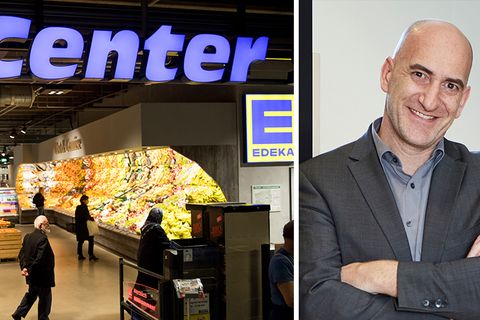 Ein Zusammenschnitt aus einer Edeka-Filiale und Dieter Hieber
