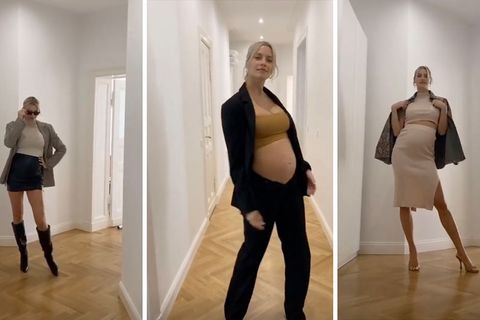 Lena Gercke verlegt ihre Modenschau in den eigenen Hausflur