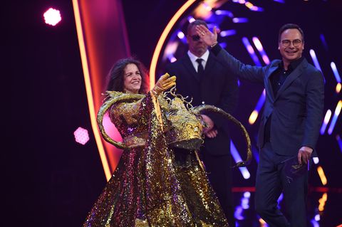 Rebecca Immanuel, Schauspielerin, steht als enttarnte Figur "Die Göttin" in der Prosieben-Show "The Masked Singer"