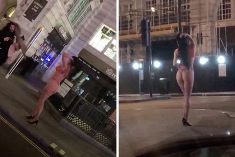 London: Eine Frau nutzt die Leere wegen der aktuellen Coronavirus-Lage für ein pikantes Fotoshooting