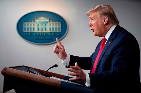 US-Präsident Donald Trump spricht im Weißen Haus über die Coronakrise