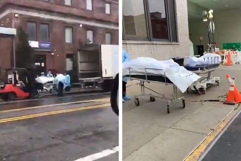 Netzvideos sollen zeigen, wie die Corona-Toten in New York abtransportiert werden.