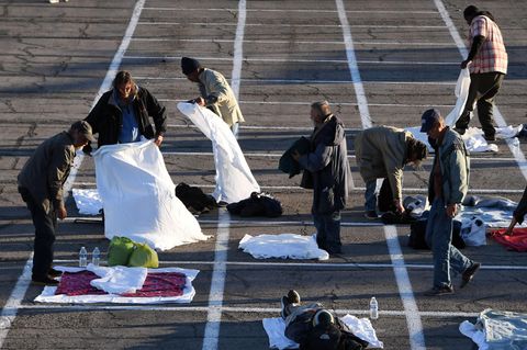Obdachlose auf Parkplatz in Las Vegas