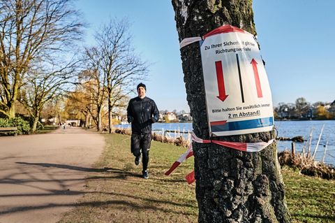 Ein Warnhinweis an einem Baum