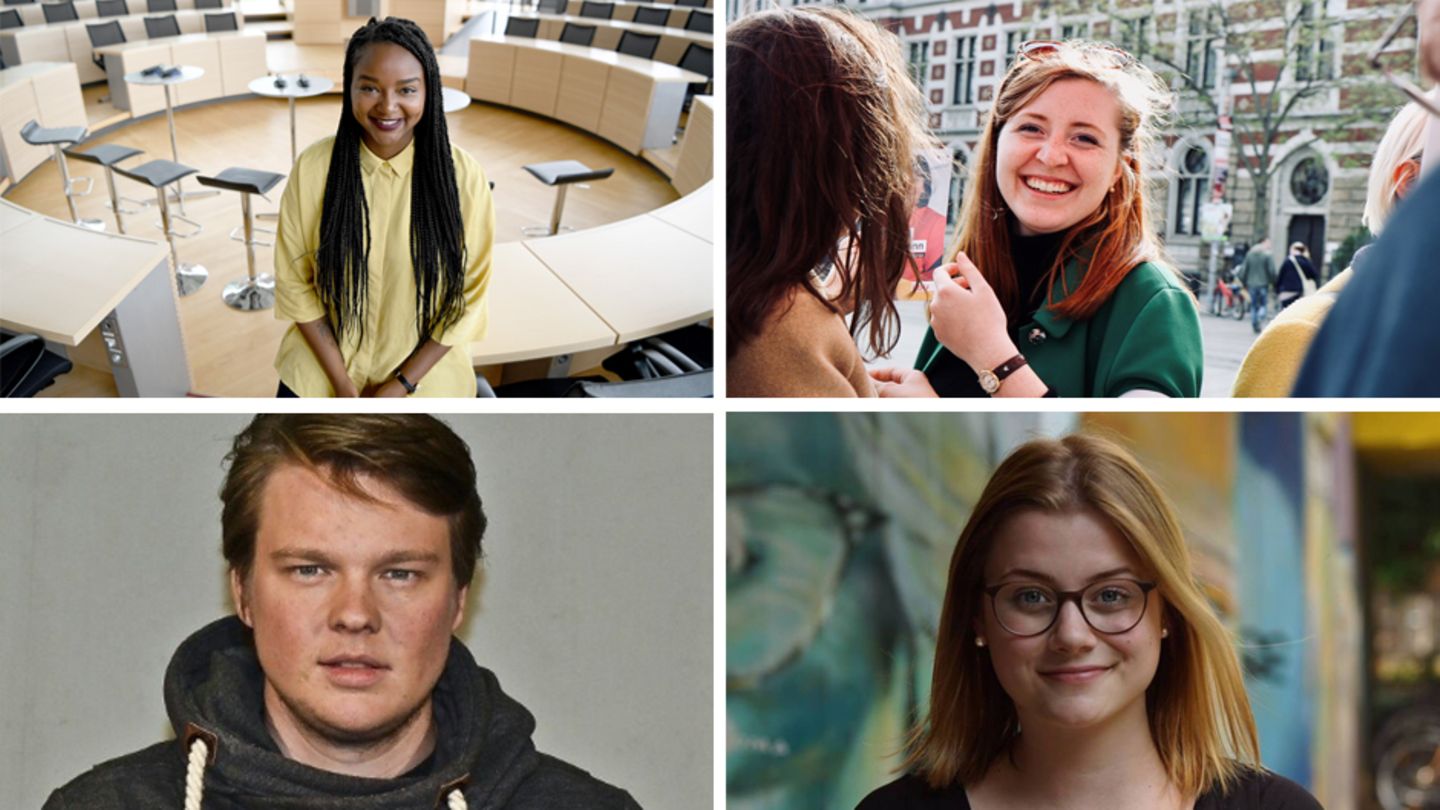 Im Uhrzeigersinn: Aminata Touré (Bündnis 90 / Die Grünen), Lilli Fischer (CDU), Ria Schröder (FDP) und Lilly Baudszun (SPD)