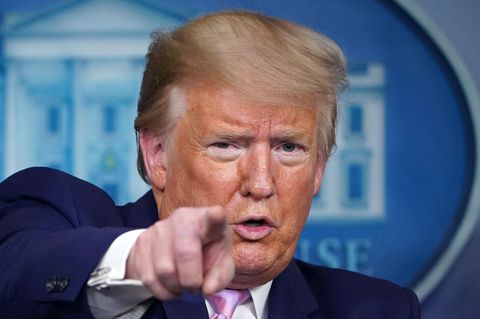US-Präsident Donald Trump bei der täglichen Pressekonferenz im Weißen Haus
