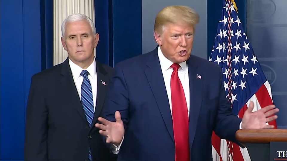 Donald Trump bei einer Pressekonferenz über die Coronavirus-Krise in den USA.