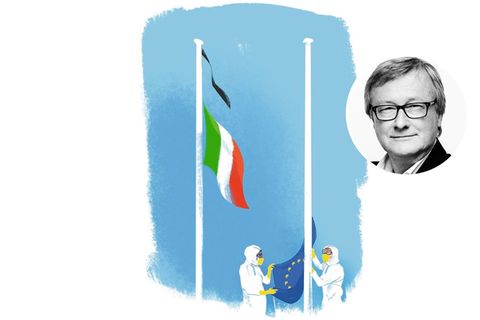 Illustration einer abgehängten EU-Flagge