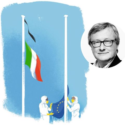 Illustration einer abgehängten EU-Flagge