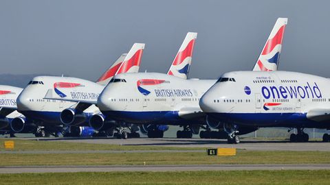 British Airways hat einen Teil ihre Flotte von Jumbojets auf dem Flughafen Cardiff in Wales abgestellt