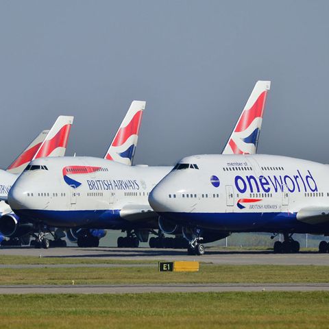 British Airways hat einen Teil ihre Flotte von Jumbojets auf dem Flughafen Cardiff in Wales abgestellt