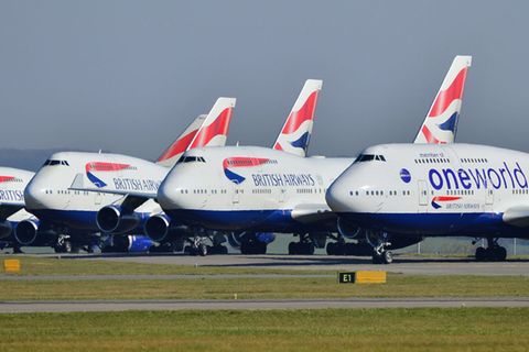 British Airways hat einen Teil ihre Flotte von Jumbojets auf dem Flughafen Cardiff in Wales abgestellt
