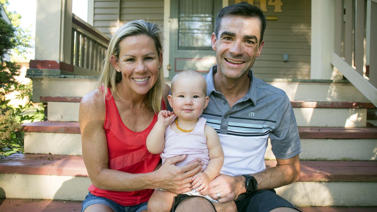 Mirinda Carfrae und Tim O'Donnell mit Tochter Isabelle