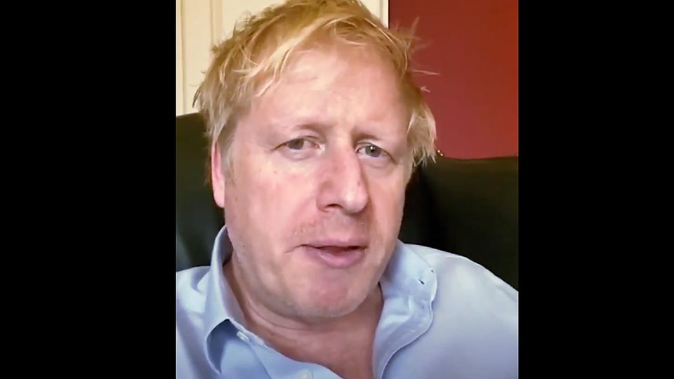 Boris Johnson. Dieses Foto stammt aus einer Videoaufnahme des britischen Premiers Anfang April aus der Downing Street Boris Johnson. Dieses Foto stammt aus einer Videoaufnahme des britischen Premiers Anfang April aus der Downing Street